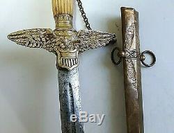 American Mexican War CIVIL War Ames Eagle Head Cross Guard Sword Signed Ca 1848