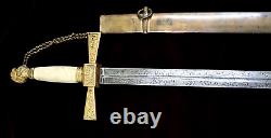 American Mexican War CIVIL War Knight Head Officer Sword Ca 1840-50