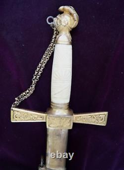 American Mexican War CIVIL War Knight Head Officer Sword Ca 1840-50