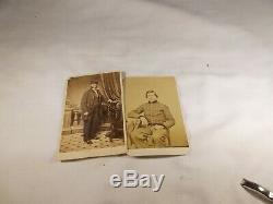 Antique 1800's U. S. Two 2 Cabinet Card Photo's CIVIL War Soliders In Uniforms