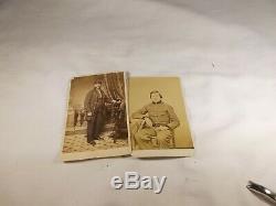 Antique 1800's U. S. Two 2 Cabinet Card Photo's CIVIL War Soliders In Uniforms