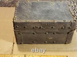 Antique 1860 CIVIL War Period Primitive Leather Covered Small Document Box