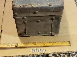 Antique 1860 CIVIL War Period Primitive Leather Covered Small Document Box