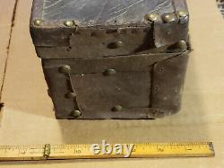 Antique 1860 CIVIL War Period Primitive Leather Covered Small Document Box