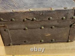 Antique 1860 CIVIL War Period Primitive Leather Covered Small Document Box