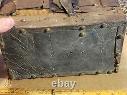 Antique 1860 CIVIL War Period Primitive Leather Covered Small Document Box