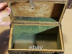 Antique 1860 CIVIL War Period Primitive Leather Covered Small Document Box