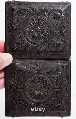 Antique 1860's Civil War Era Daguerreotype Posed Family In Full Leather Case