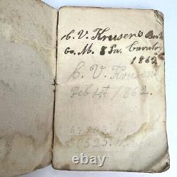 Antique 1861 Guerre Civile Nommé Soldat'S Poche Livre 8th Pa Cavalerie Co. M