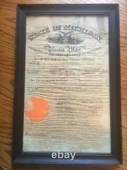 Antique 1862 State of Michigan Governor Austin Blair Signed Civil War Document