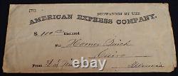 Antique 19th C. American Express Envelope $100 Wax Seals to Homer QUICK Cairo