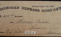 Antique 19th C. American Express Envelope $100 Wax Seals to Homer QUICK Cairo