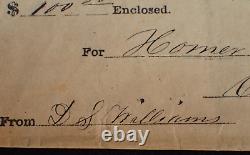 Antique 19th C. American Express Envelope $100 Wax Seals to Homer QUICK Cairo