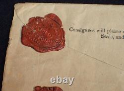 Antique 19th C. American Express Envelope $100 Wax Seals to Homer QUICK Cairo