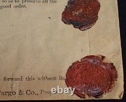 Antique 19th C. American Express Envelope $100 Wax Seals to Homer QUICK Cairo