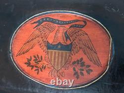 Antique 19th C Patriotic Folk Art Footstool-Civil War/Recon Era-Handmade SC Prov