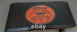 Antique 19th C Patriotic Folk Art Footstool-Civil War/Recon Era-Handmade SC Prov