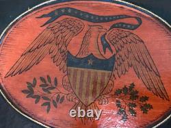 Antique 19th C Patriotic Folk Art Footstool-Civil War/Recon Era-Handmade SC Prov