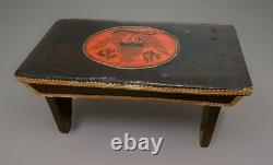 Antique 19th C Patriotic Folk Art Footstool-Civil War/Recon Era-Handmade SC Prov