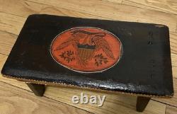 Antique 19th C Patriotic Folk Art Footstool-Civil War/Recon Era-Handmade SC Prov