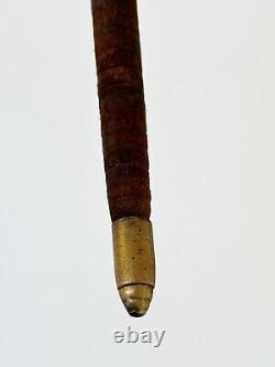 Antique 19th Century Civil War Era Leather Wrapped Walking Plantation Stick Cane