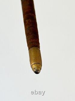 Antique 19th Century Civil War Era Leather Wrapped Walking Plantation Stick Cane