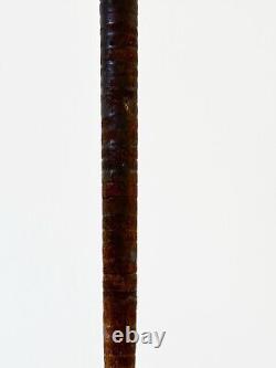 Antique 19th Century Civil War Era Leather Wrapped Walking Plantation Stick Cane
