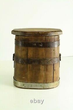 = Antique 19th c. Civil War Period Staved Wooden Canteen Barrel