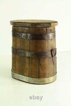 = Antique 19th c. Civil War Period Staved Wooden Canteen Barrel