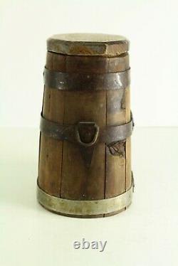 = Antique 19th c. Civil War Period Staved Wooden Canteen Barrel