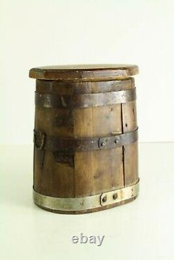 = Antique 19th c. Civil War Period Staved Wooden Canteen Barrel