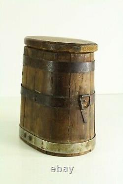 = Antique 19th c. Civil War Period Staved Wooden Canteen Barrel