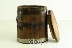 = Antique 19th c. Civil War Period Staved Wooden Canteen Barrel