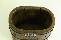 = Antique 19th c. Civil War Period Staved Wooden Canteen Barrel