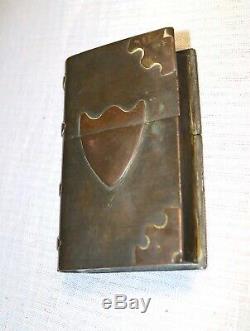 Antique 19th century brass copper civil war era trench art book shaped lighter