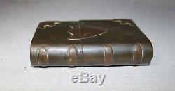 Antique 19th century brass copper civil war era trench art book shaped lighter