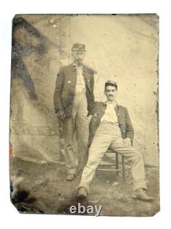 Antique 1/6th Plate Union Civil War Soldiers Photo Tintype KS IL Candid