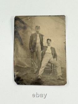 Antique 1/6th Plate Union Civil War Soldiers Photo Tintype KS IL Candid