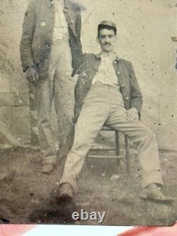Antique 1/6th Plate Union Civil War Soldiers Photo Tintype KS IL Candid