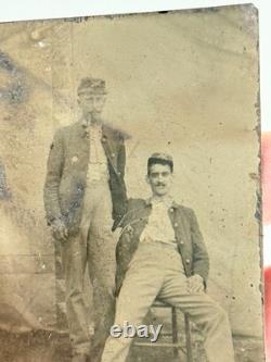 Antique 1/6th Plate Union Civil War Soldiers Photo Tintype KS IL Candid