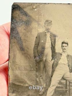 Antique 1/6th Plate Union Civil War Soldiers Photo Tintype KS IL Candid
