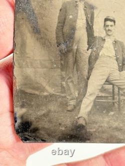 Antique 1/6th Plate Union Civil War Soldiers Photo Tintype KS IL Candid