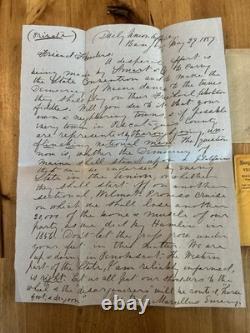 Antique 5/29/1859 Daily Union Office Letter MARCELLUS EMERY Confederate Support