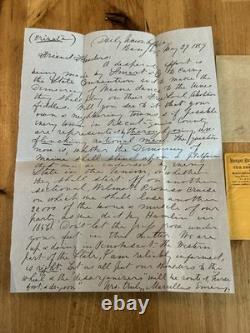Antique 5/29/1859 Daily Union Office Letter MARCELLUS EMERY Confederate Support