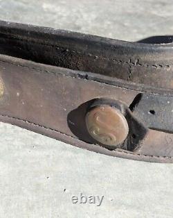 Antique Authentic US Civil War Horse Tack Collar Harness with 4 Brass Rosettes