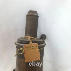 Antique Brass Embossed Hunting Scene Black Powder Flask Civil War Muzzleloader