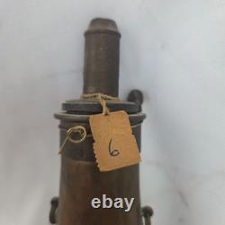 Antique Brass Embossed Hunting Scene Black Powder Flask Civil War Muzzleloader
