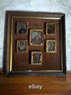 Antique CIVIL War Era Tin Photos Set Of 6 Family In Frame