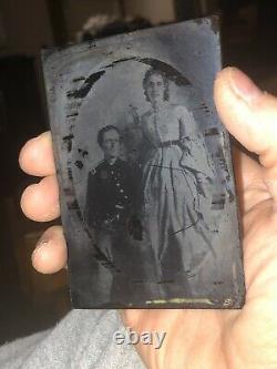 Antique CIVIL War In Period Photograph On Glass Or Glass Plate Negative Soldier