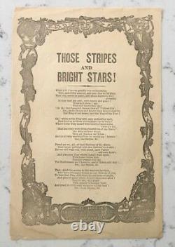 Antique CIVIL War Song Sheet Music Those Stripes And Bright Stars H. De. Marsan